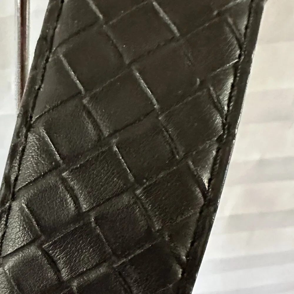Men’s Black Faux Leather Belt Size 33–40 Diamond Pattern Dress Casual Accessory